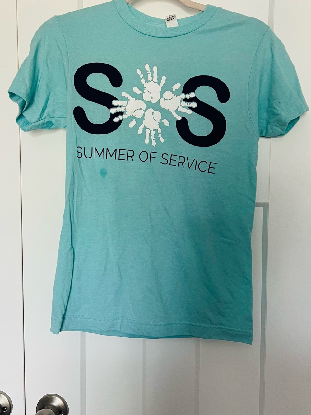 Tultex Aqua Tee with Black & White SOS Graphic